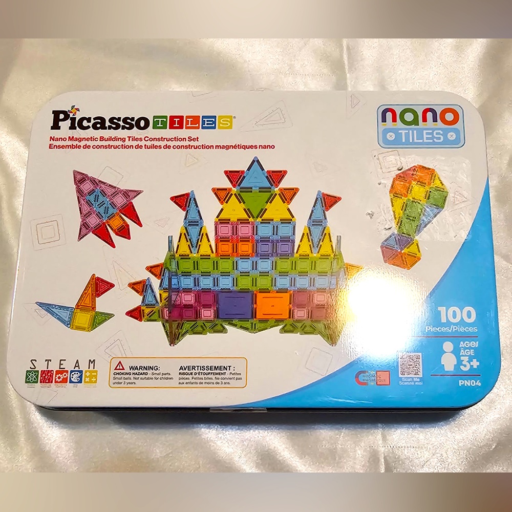 Picasso Tiles Nano Magnetic Building Tiles Construction Set (100 PCs)